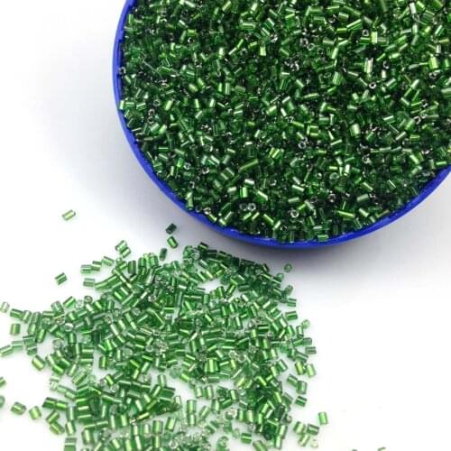 16g 1000pcs 2*3mm Green Silver Lined Tube Loose Spacer Beads Cezch Glass Seed Beads Handmade Jewelry Making DIY Garment Bead