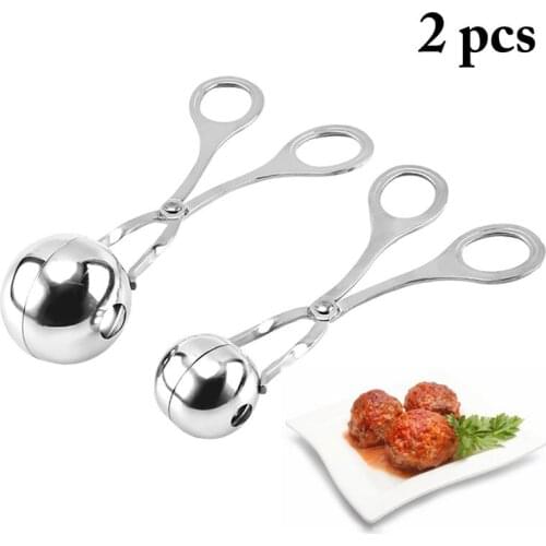 2Pcs/Set Meatball Maker Meat Baller Tongs Stainless Steel Anti-Slip Meatball Maker Kitchen Tongs Kitchen Meat Tools