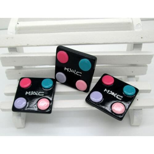 20Pcs Makeup Eye Shadow Resin Crafts Kawaii Bead Flatback Cabochon Fridge Magnet Scrapbook DIY Accessories Buttons