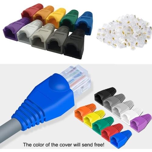 50 Set of RJ45 Connectors Modular Plugs + Boots Caps