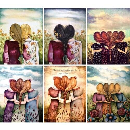 5D DIY Diamond Painting Good Friends Landscape Cartoon Embroidery Art Full Square Round Mosaic Set Cross Stitch Home Decor Gift