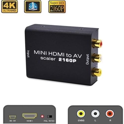 TJTAK 4K HD TO AV Adapter HD Video Converter HD to RCA AV/CVSB L/R Video 480P 720P 1080P 2160P Support NTSC PAL HDMI2AV