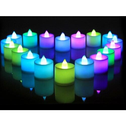 Free shipping 24Pcs/Lot LED Candle Light Smokeless Flameless Electronic Flash Multi Colors Light Candle Lamp Weding Party Decor