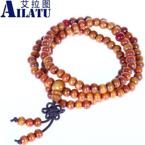 Ailatu New Design Free Shipping 6mm Buddhist Prayer Beads Wood Buddhist Rosary Bracelet