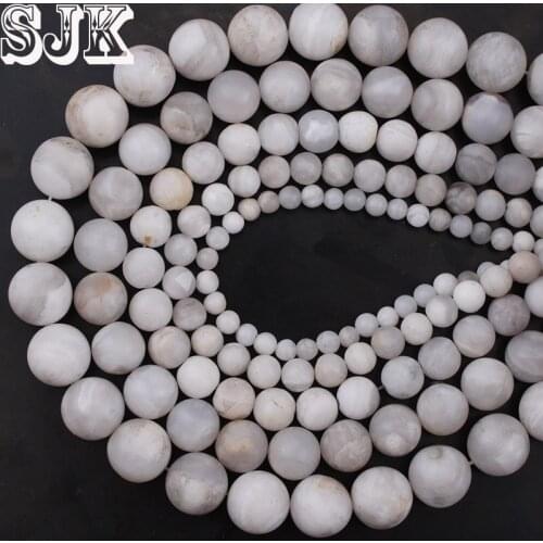 Natural Stone Matte Beads White Crazy Lace Agates Gem stone Round Loose Beads 4 6 8 10 12MM For Jewelry Bracelet Making