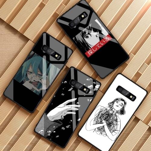 Sad Anime Vaporwave Aesthetic Tempered Glass Case For Samsung Galaxy S10 Lite Plus S9 S8 Note 8 9 A6 2018 A7 A8 Plus J6 J8 Cover