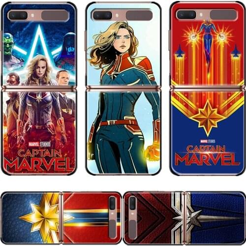 Marvel Avengers Super Hero Captain Marvel For Samsung Galaxy Z Flip 3 5G Black Mobile Shockproof Hard Capa Fundas Phone Case