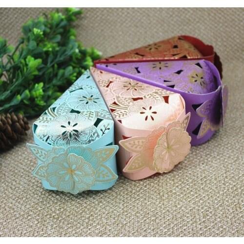 Elegant Flower Cones Wedding Favors Gift Box for Candy 50pcs Packaging Paper Box Marriage Elegant Baby Shower Party Supplies