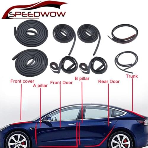 SPEEDWOW 10PCS/Set Door Seal Kit Soundproof Rubber Weather Draft Seal Strip Wind Noise Reduction Seal Kits For Tesla Model 3