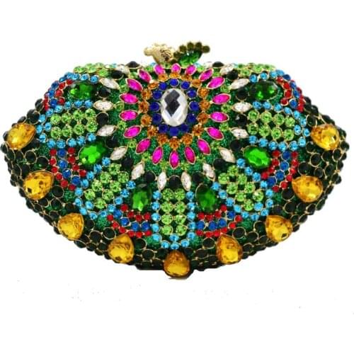 Colorful Evening Bag Sector Crystal wallet Deluxe Chain Messenger Bag Women Party Wedding Bridal Purse For Female bag A36