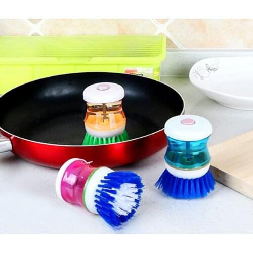 Kitchen Utensil Dish Brush Pot Dish Cleaning Brush with Liquid Soap Dispenser Dishwashing Cleaning Brushes Kitchen Cleaing Tools