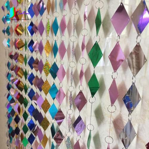 Store,Home,Wedding Festival Birthday Party Decorate Accessory Colorful Diamond Curtain Rhombus Sequin Chain A0101L