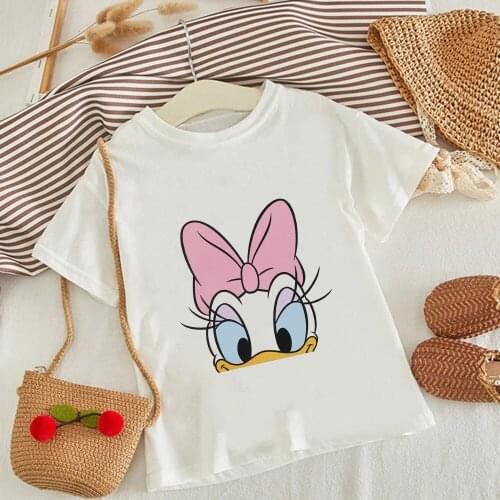 Daisy Duck T-shirt Cartoon Kawaii Fashion Children T Shirt Top Tshirt Clothes Harajuku Short Sleeve Kids Top Tee