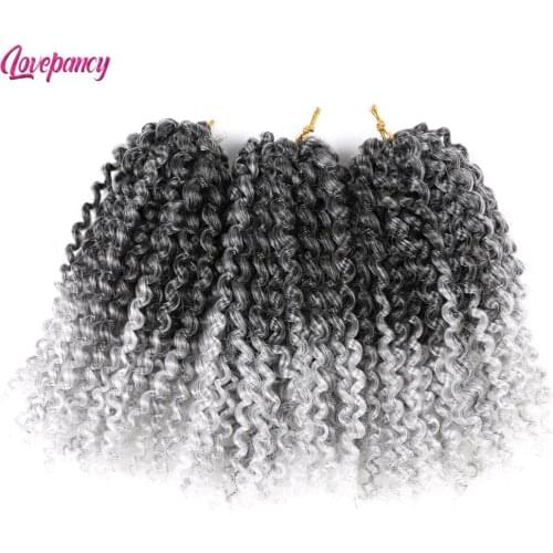 Marley Bob Crochet Braids Hair 3 Pack/Lot Ombre Grey 8 Inch Short Afro Curls Weave Synthetic Braiding Hair Extensions For Women