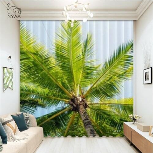 Sea Beach Blue Sky Sand Sun Daylight Curtain Hotel Beaded Curtain Printed Panel Japanese Curtain Micro Shading