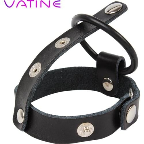 VATINE Cock Ring Bondage Set Kit Penis Sleeve Cockring Leather Silicone Sex Toys Male Chastity Belt Device Adult Products