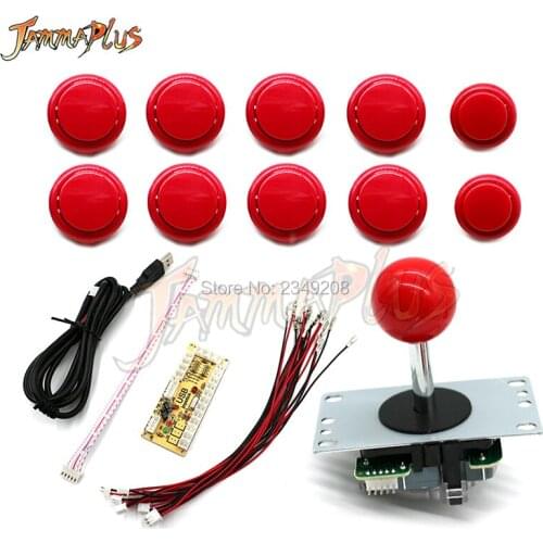 DIY Handle Arcade Joystick Kit 5 Pin 24mm/30mm Arcade Push Button Replacement USB Encoder for PC MAME Raspberry Pi 3