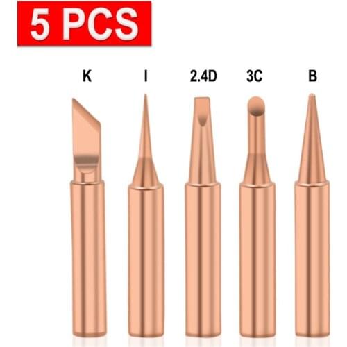 5pcs/lot Pure Copper 900M-T Soldering Iron Tip Lead-free Solder Tips Welding Head Good Thermal Conductivity Soldering Tools