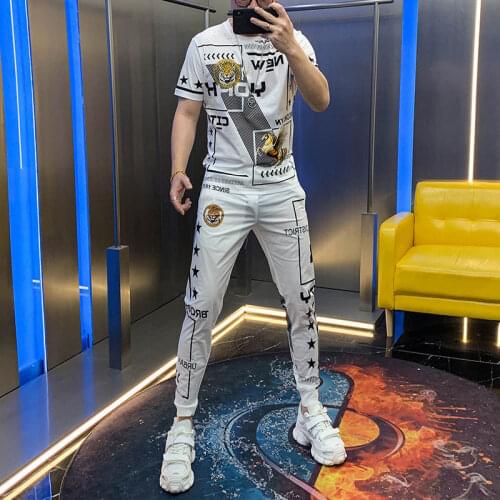 Ice silk Outfits mens 2021 summer new Korean fashion handsome sports casual summer clothes mens set