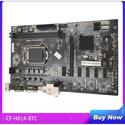 H81P BTC For Mining Motherboard CF-H81A-BTC 6GPU 6PCI-E LGA 1150 DDR3 H81 Mining Motherboard