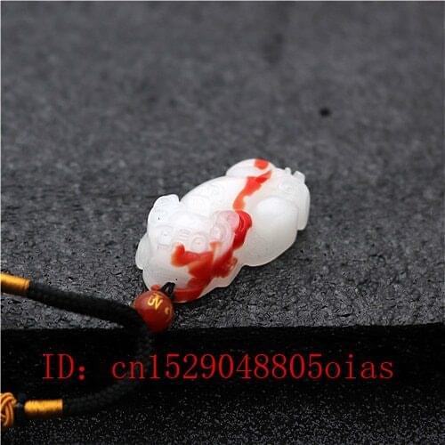 Natural Red White Hetian Jade Stone Tiger Pendant Dragon Necklace Chinese Jadeite Jewelry Charm Carved Amulet Gifts for Women