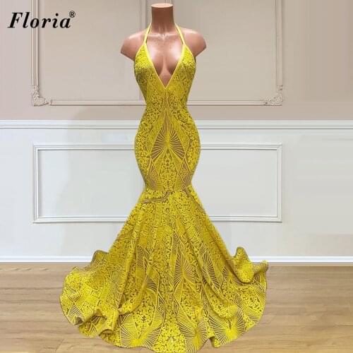 Sexy Yellow Prom Dresses Long Mermaid Sleeveless Beach Cocktail Party Dresses Evening Wear Woman Evening Gowns вечерние платья