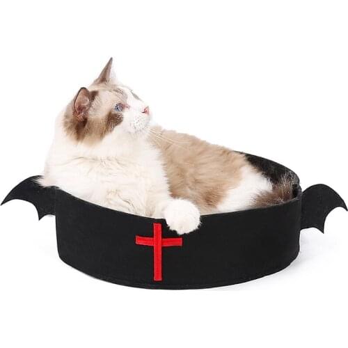 Halloween/Christmas Cat Bed House Foldable Cage for Small Puppy Cat Dog Bat/Santa Belt