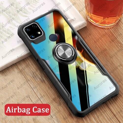 Auroras For Realme C21 Case Anti-fall Airbag Shockproof Clear With Ring Soft Frame Cover For Realme C20 Case