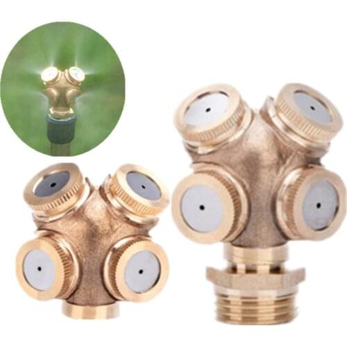 10PCS 4-Head Garden Sprinklers Irrigation Brass Water Flower Misting Nozzle Fog Sprayer for Agricultural Garden Fittings