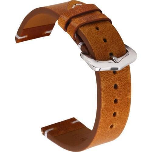 Leather Watchband Black Dark Brown Oil Wax Leather Watch Strap italian 18mm 20mm 22mm 24mm Watch Belt Cowhide Handmade