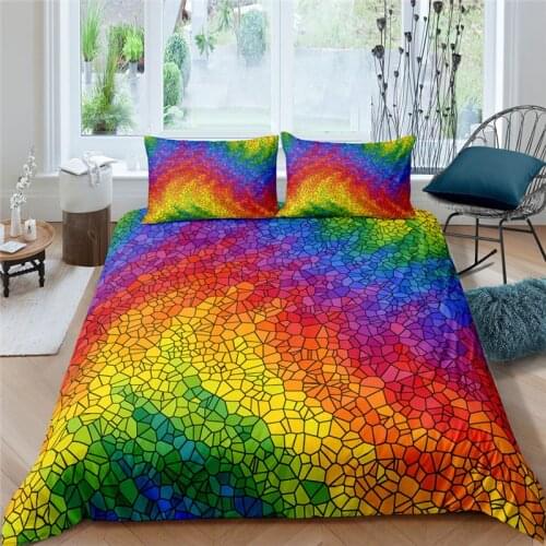 Luxury 3D Color Geometry Abstract Print Kids Bedding Set Comfortable Duvet Cover Pillowcase Home Textile Single/Queen/King Size