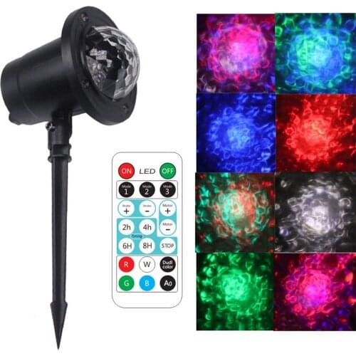Christmas Laser Projector Lamps Water Wave Lights With Remote Flame Fire Effect Stage Light For Outdoor Wedding Holiday