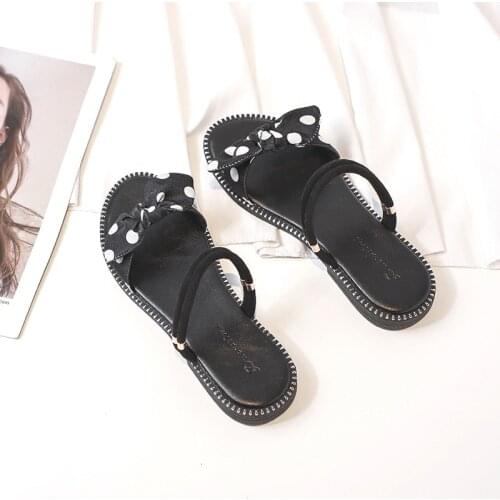 Sandals Womens Flat Shoes Fairy Shoes Summer Fashion All-match Bow Single-Strap Slipper Women Sandals Womans Shoes