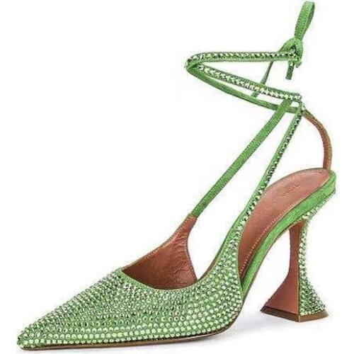 2022 New Sexy Big Red Rhinestone Wedding Shoes High-Heeled Fashion Strappy Bow-Knot High Heels Gladiator Sandals For Woman Pumps