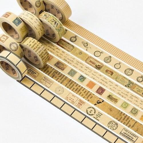 1pcs Kraft paper tape retroism series of creative account album Diary DIY 1.5cm * 7m