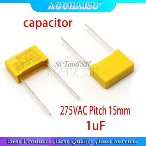 10pcs 1uF capacitor X2 capacitor 275VAC Pitch 15mm X2 Polypropylene film capacitor 1uF
