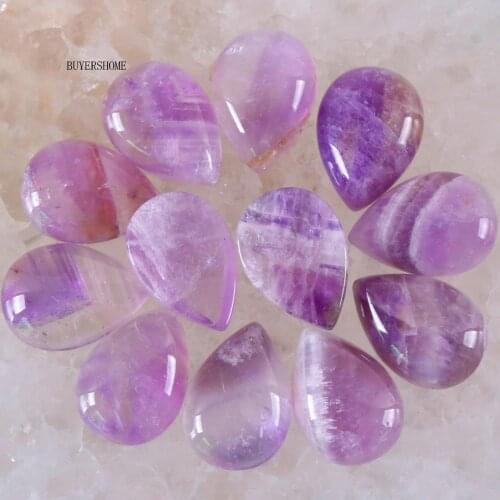 10Pcs 13x18MM Natural Stone Purple Crystal No Drilled Hole Water Drop Cabochon CAB Bead For DIY Jewelry Making Ring K804