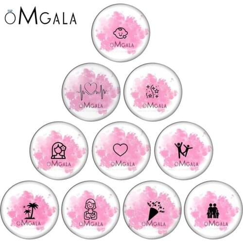 Pink Background Black Cartoon Drawings 10pcs 12mm/18mm/20mm/25mm Round photo glass cabochon demo flat back Making findings