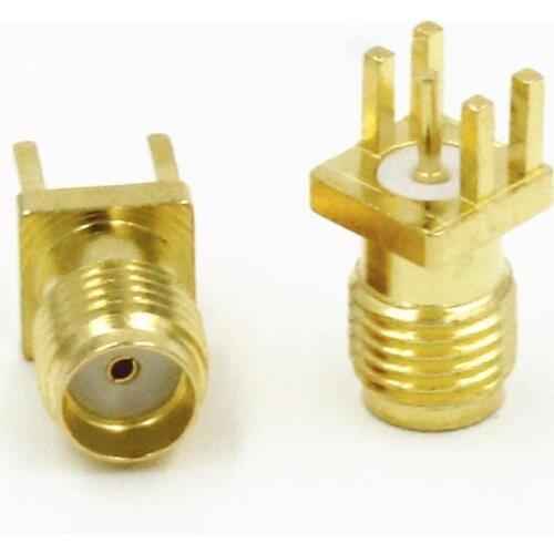 10Pcs SMA Female Jack Connector For 1.6mm Solder Edge PCB Straight Mount Gold plated RF Connectors Receptacle Solder