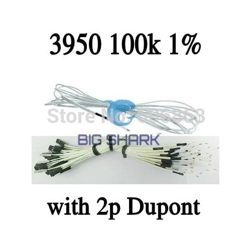 100pcs NTC thermistor temperature sensor 3D printer 100K 1% 3950 with 2p Dupont