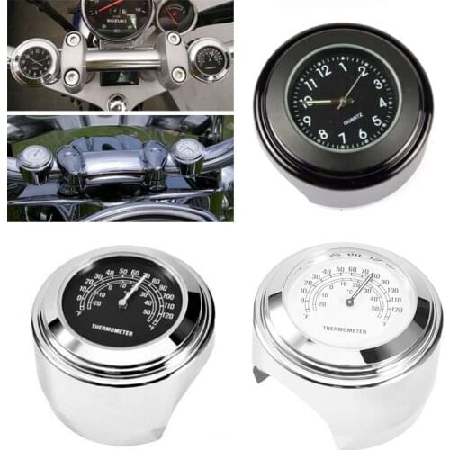 22-25MM Motorcycle Handlebar Clock Thermometer Moto Handlebar Mount Dial Clock Watch Thermometer Temp Gauga for YAMAHA Kawasaki