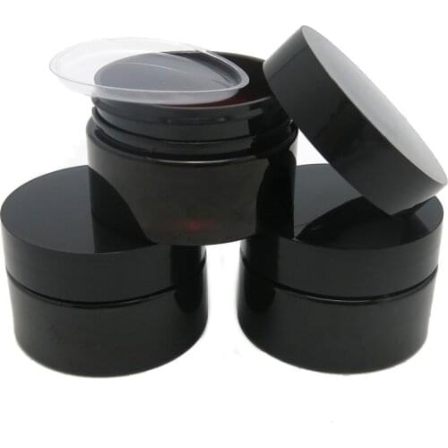 24 x 30g DIY Mini Portable Amber Jar Pot Box Makeup Nail Art Cosmetic Cream 30cc 30ml Box Black Cap Container Plastic Jar