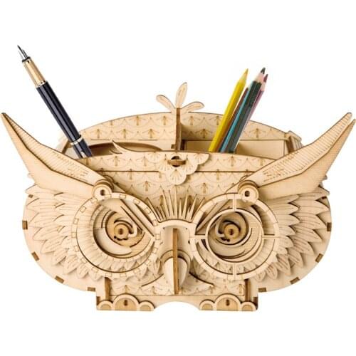 Robotime 3D DIY Owl Shortage Box Puzzle Game Wooden Model Building Kits Educational Toys Hobbies Gifts for Children TG405