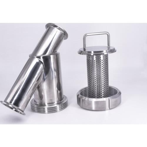 51mm Pipe OD x 2" Tri Clamp Sanitary Y-Shaped Strainer Filter SUS 304 316L Stainless Steel For Beer Brewing