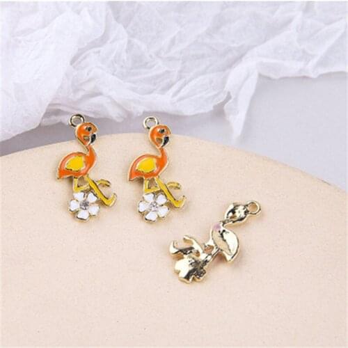 6pcs Korean Style flowers Rhinestones flamingo Animal earrings pendant Cartoon Earrings For Women Girls DIY jewelry accessories