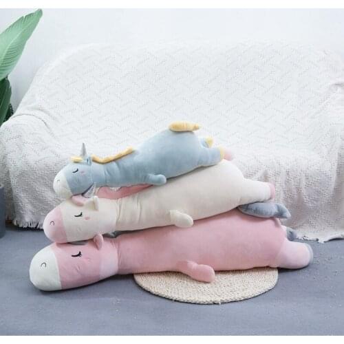 70cm/95cm Dreamy Soft Cartoon Unicorn Plush Toy Animal Three Colors Horse Stuffed Doll Sofa Chair Pillow Cushion Baby Presents