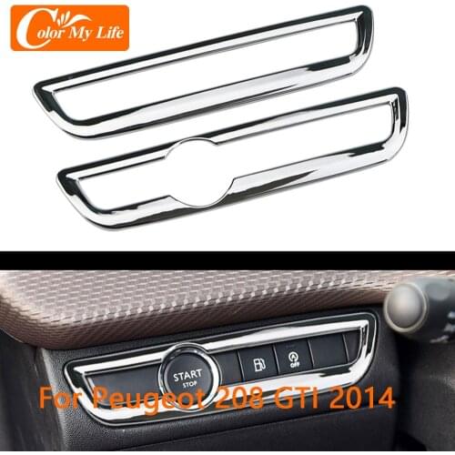 ABS Chrome Car Fuel Tank Cover Adjust Switch Knob Panel Cover for Peugeot 208 GTI 2014 ESP Knobs Circle Trim Color My Life
