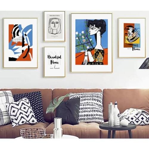 Abstract Geometry Woman Flower Quotes Nordic Vintage Posters And Print Wall Art Canvas Painting Wall Pictures Living Room Decor