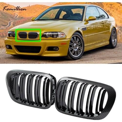 Car Carbon Fiber Look Front Center Kidney Bumper Auto Racing Grille for BMW 3-Series E46 M3 Coupe Cabrio 1999-2007 Pre-facelift