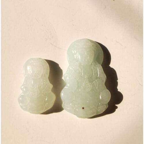 Buddhist GuanYin Amulets Natural Jadeite Kwan-yin Bodhisattva Pendants for Lady Protective Godness TBP362